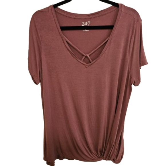 Maurices 24/7 Knotted Short Sleeve Top Plus Size 2X - Picture 1 of 6